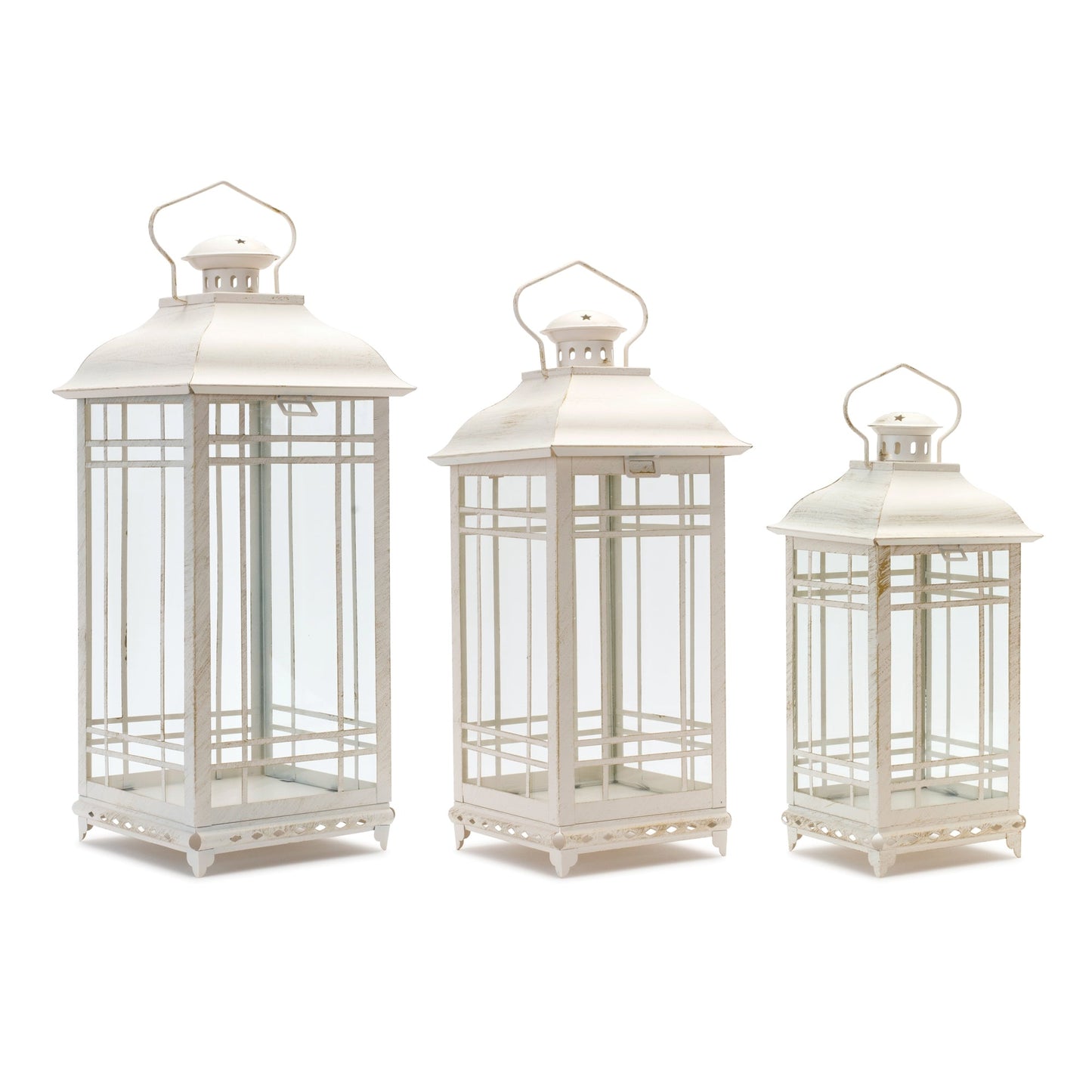 Metal Farmhouse Lanterns - Set of 3 in Four Colors - High Street Cottage