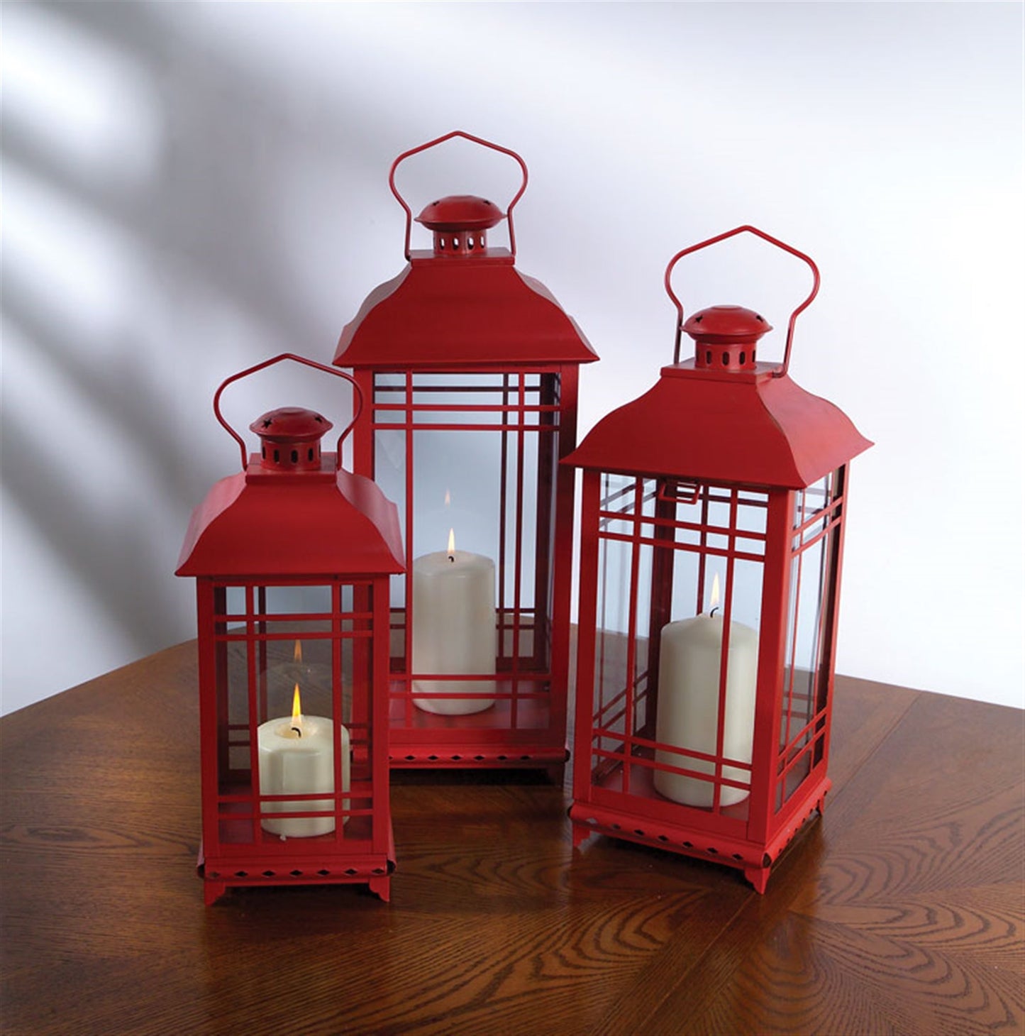 Metal Farmhouse Lanterns - Set of 3 in Four Colors - High Street Cottage