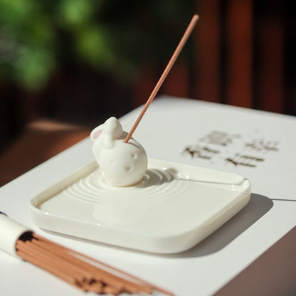 Minimalist Rabbit Ceramic Incense Burner Tray - High Street Cottage