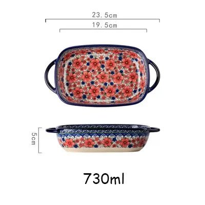 Old World Polish Style Hand-painted Ceramic Bakeware - High Street Cottage