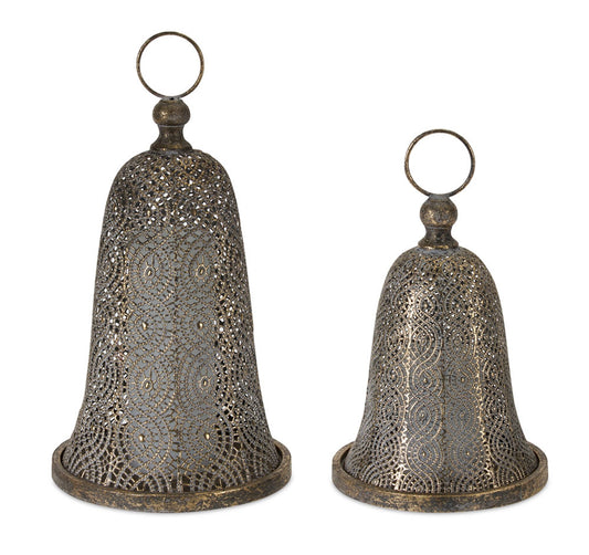 Ornate Metal Bell Lanterns - Set of 2 - High Street Cottage