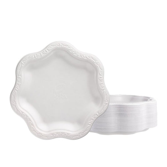 Scalloped Disposable White Paper Plates - High Street Cottage