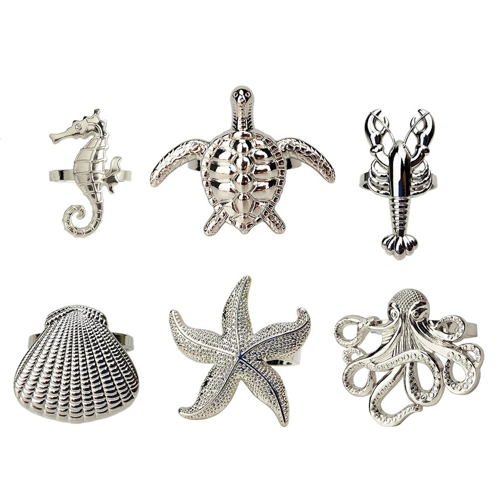 Sea Life Napkin Rings - Set of Six - High Street Cottage