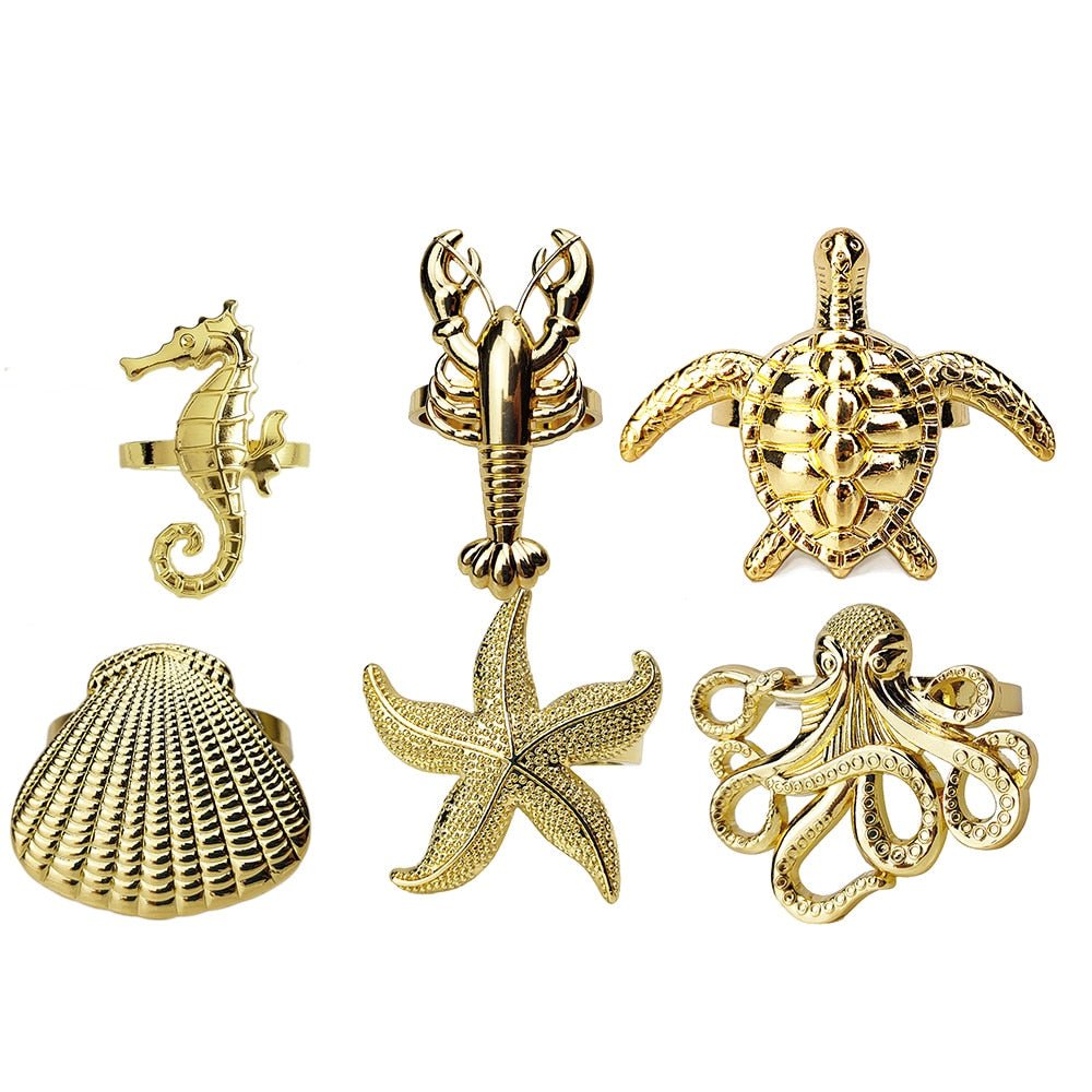 Sea Life Napkin Rings - Set of Six - High Street Cottage