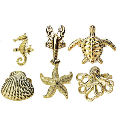 Sea Life Napkin Rings - Set of Six - High Street Cottage