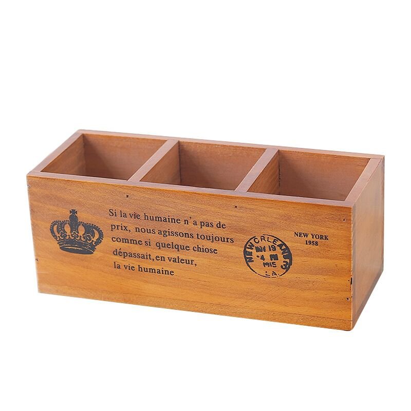 Small Wooden Desk Organizer with French Postal Accents - High Street Cottage