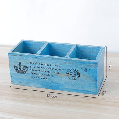 Small Wooden Desk Organizer with French Postal Accents - High Street Cottage