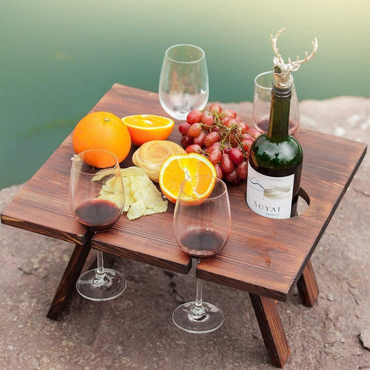 Small Wooden Folding Picnic Table - Rectangle - High Street Cottage