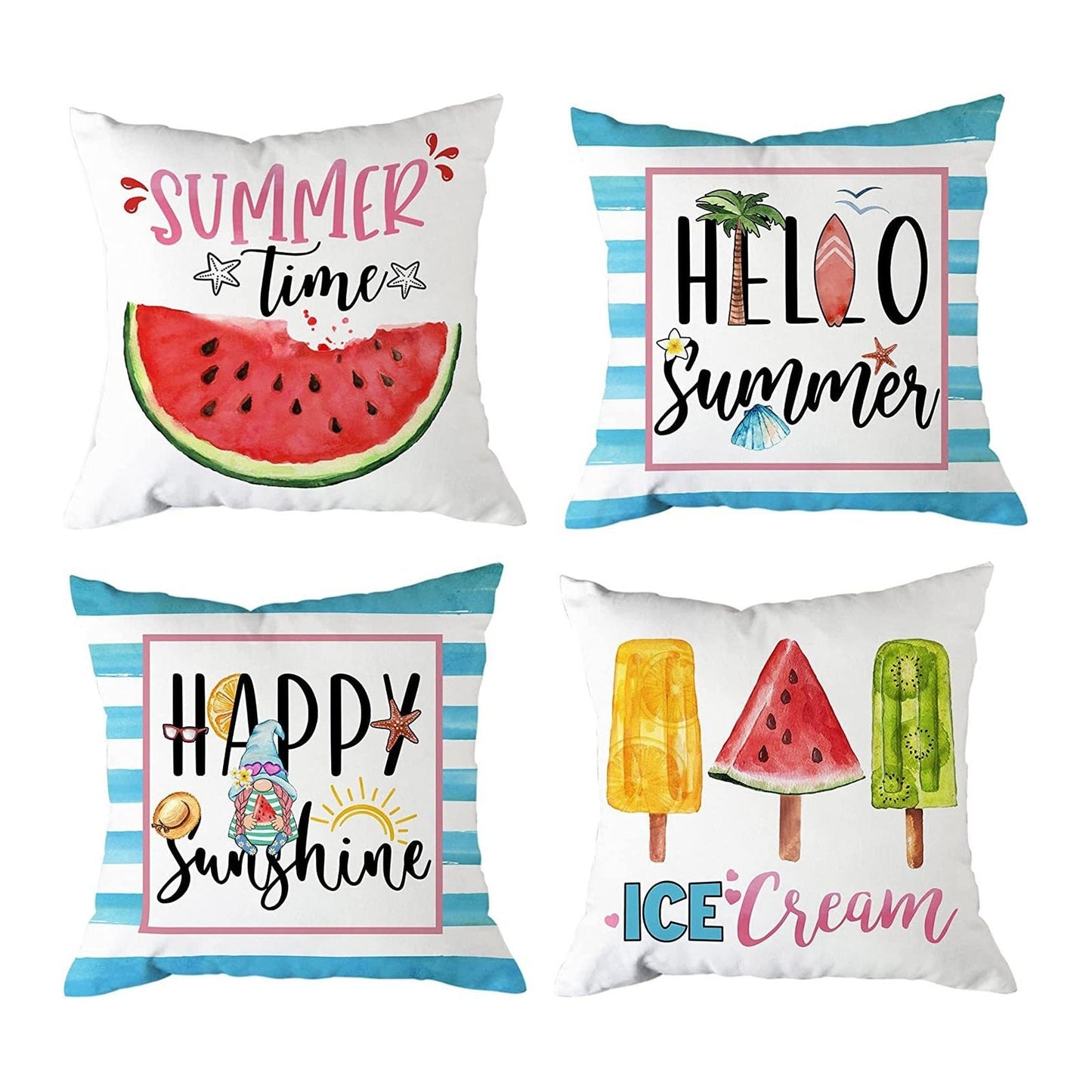 Summer Themed Pillow Covers - Set of Four - High Street Cottage