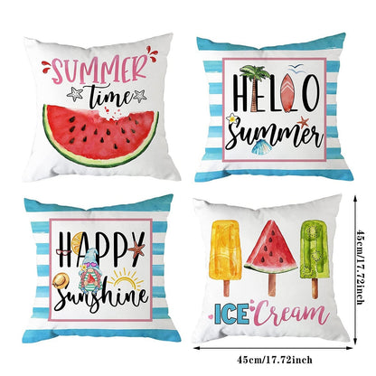 Summer Themed Pillow Covers - Set of Four - High Street Cottage