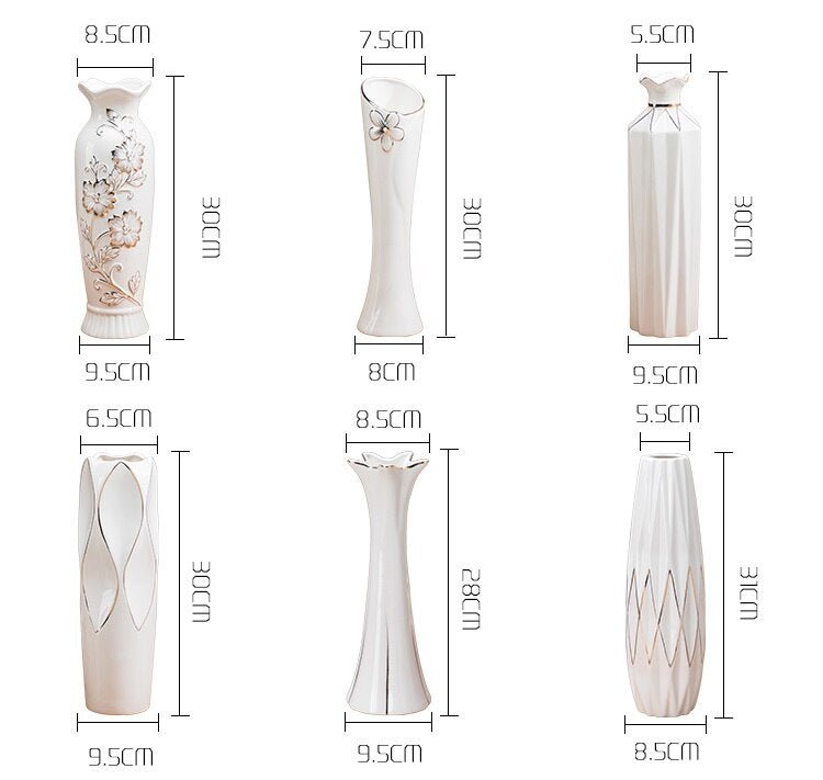 Vintage Style Creamy White Ceramic Bud Vases - High Street Cottage