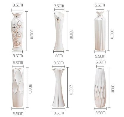 Vintage Style Creamy White Ceramic Bud Vases - High Street Cottage