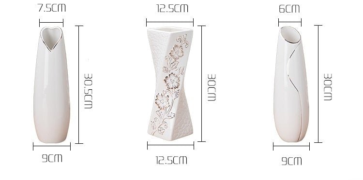 Vintage Style Creamy White Ceramic Bud Vases - High Street Cottage