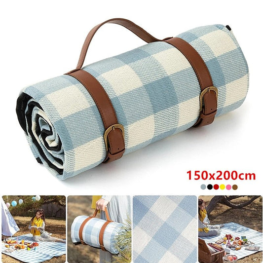 Waterproof Beach/Picnic Blanket with Leather Strap - High Street Cottage