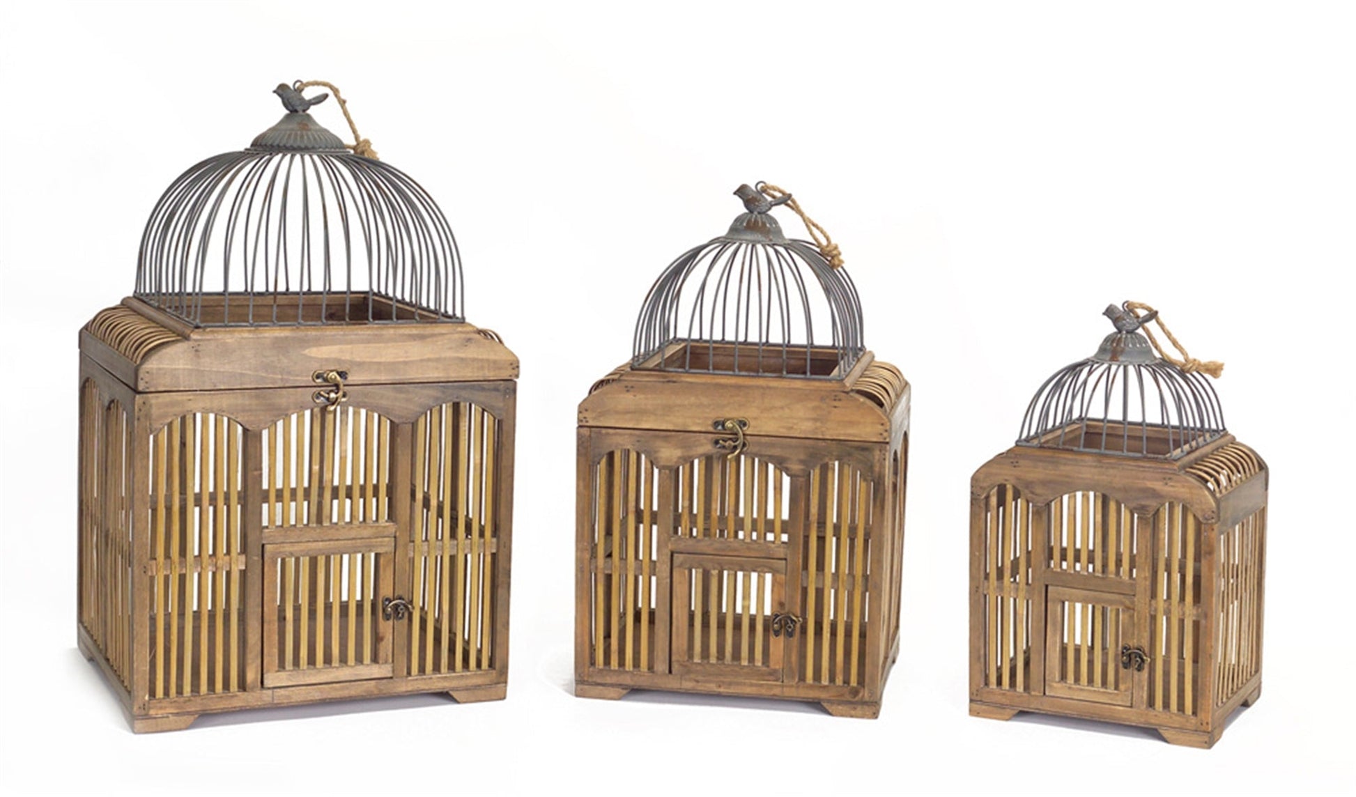 Wood and Metal Birdcage Set - High Street Cottage