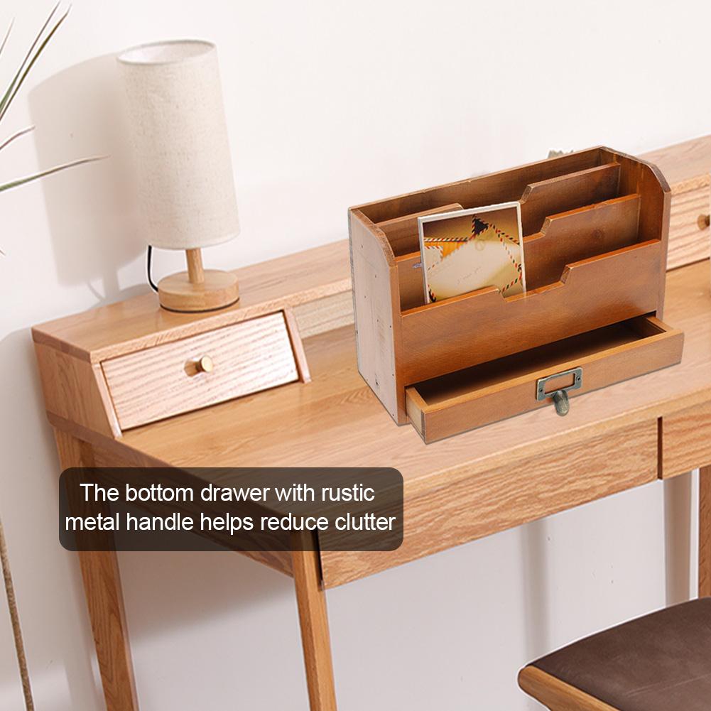 Wooden Desktop Organization with Drawer - High Street Cottage