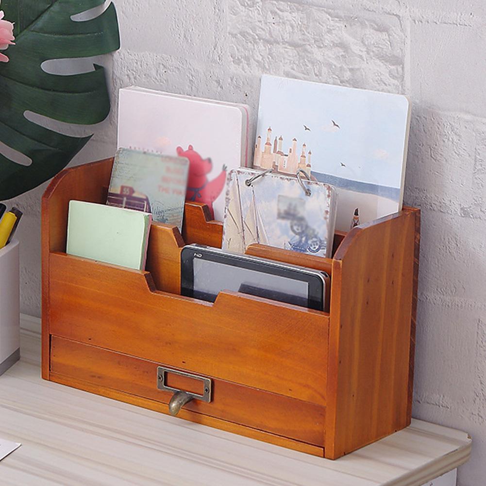 Wooden Desktop Organization with Drawer - High Street Cottage